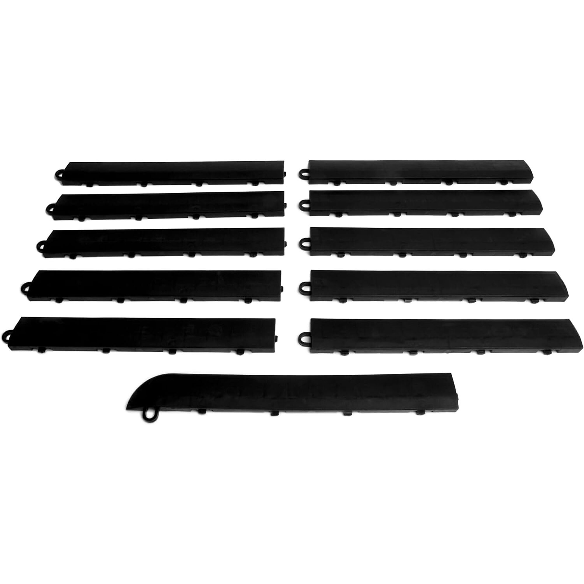 RaceDeck Garage Floor Edge Trim Kit — 12in. x 1.75in., Beveled, 10 Male Edges and 1 Male Corner, Model# E175BLAK11M